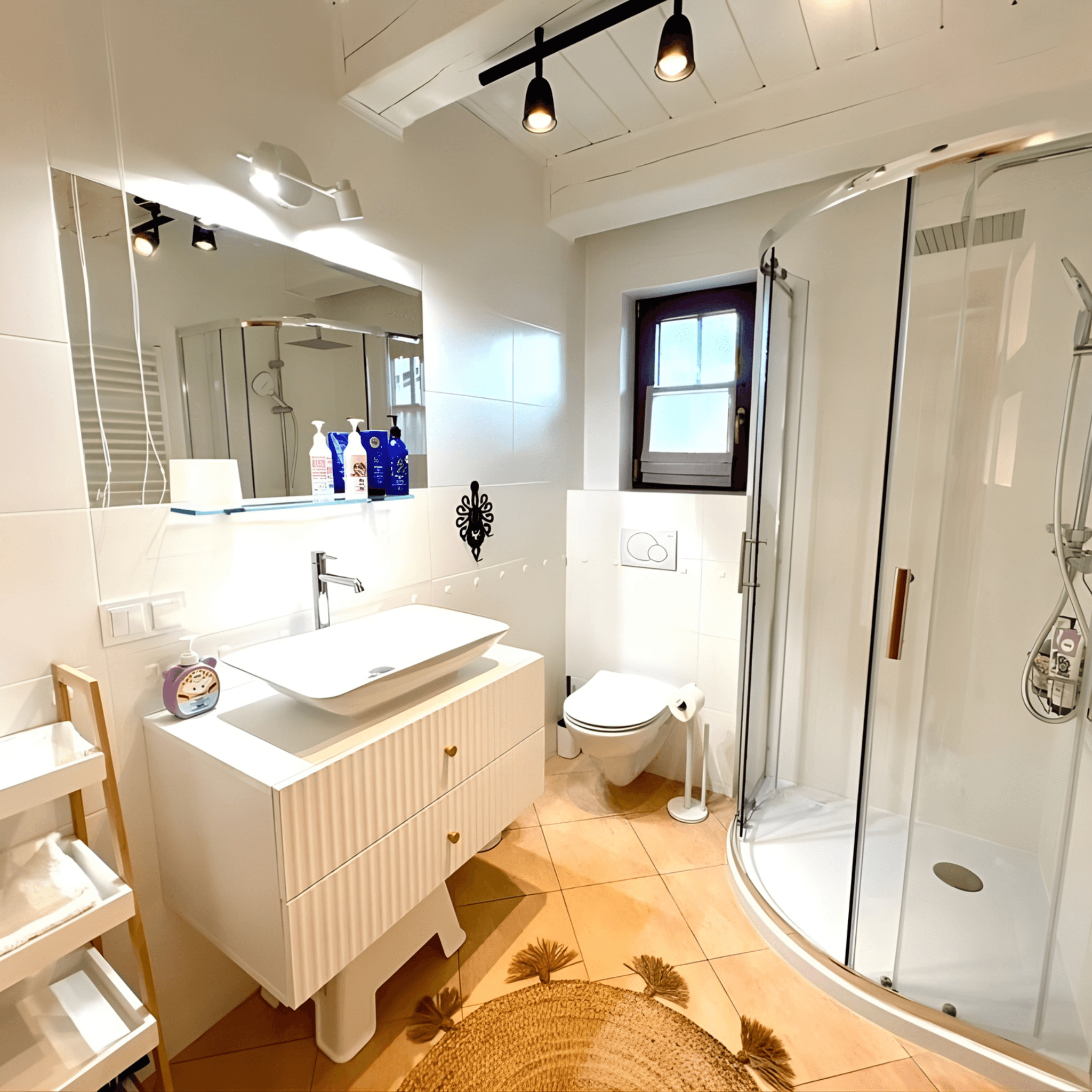 Nowoczesna łazienka z kabiną prysznicową - dom w górach Soblówka